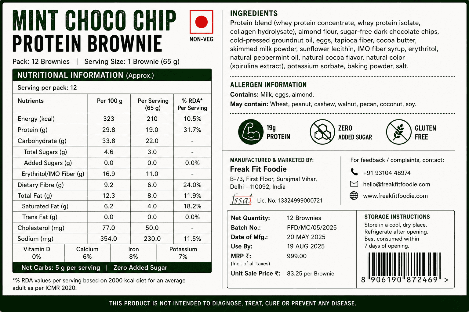 Mint Choco Chip Brownie - Image 2