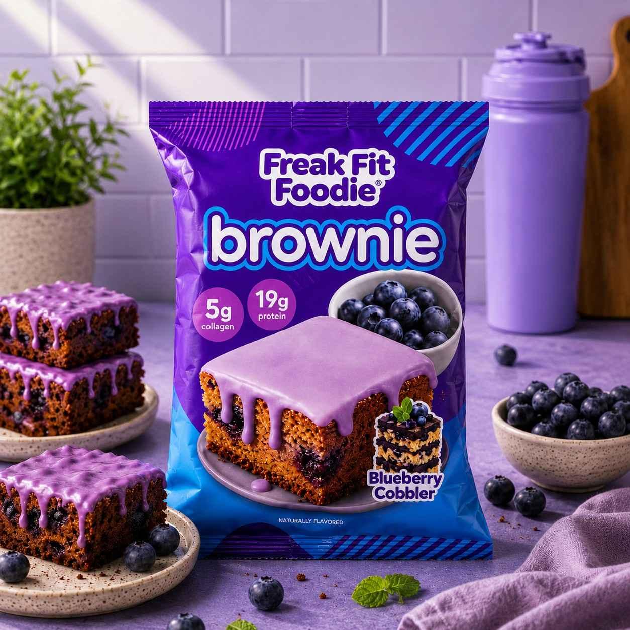 blueberry Protein Brownie | Dense , fudgy | 19g protein | 65g pack
