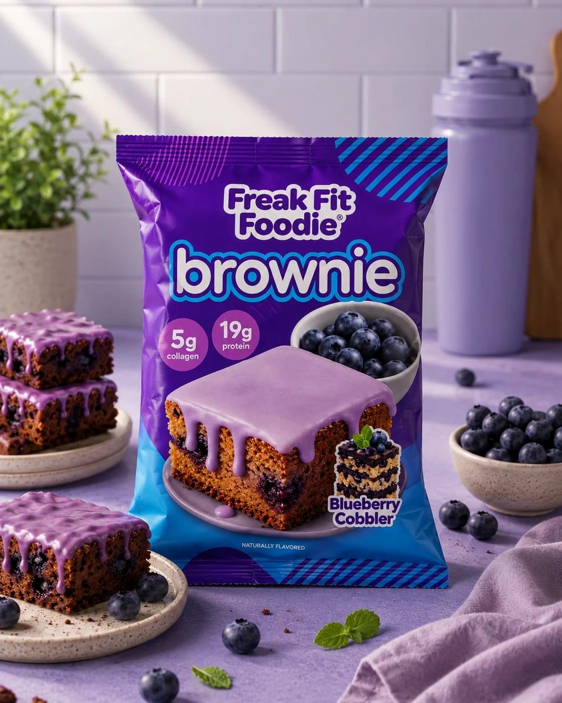 blueberry Protein Brownie | Dense , fudgy | 19g protein | 65g pack