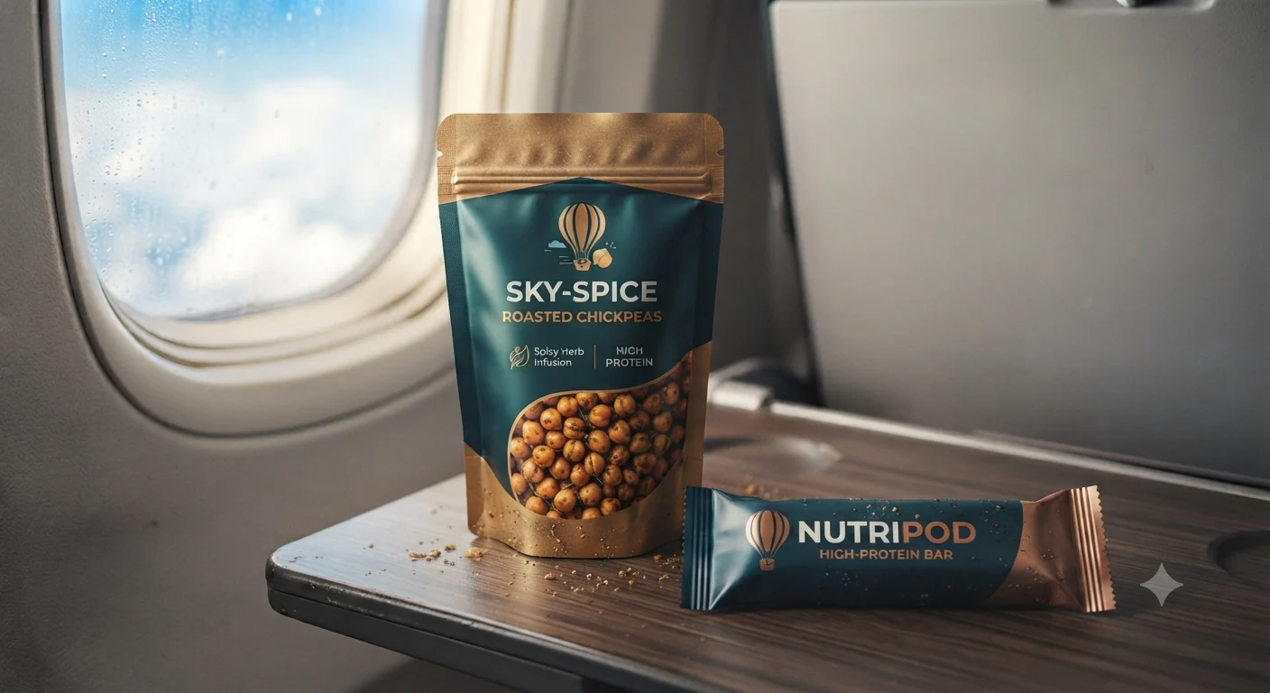 Healthy flight snacks — roasted chana and khakhra pouch for air travel